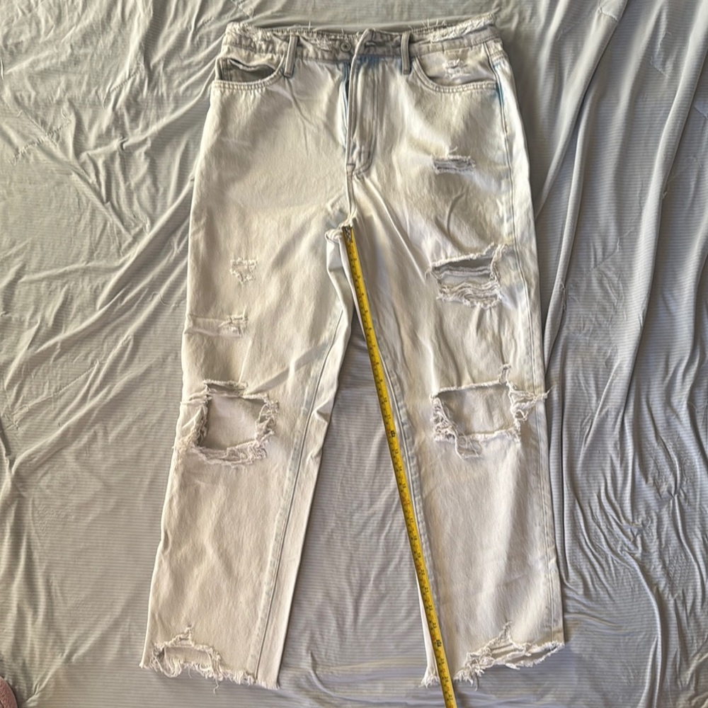 Distressed White Denim Jeans